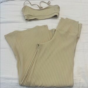 Montce Tan Ribbed Pants & Top Set